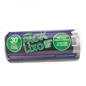 PACK LIXO 030 LITROS PRETO 59X62 FD 10X50 UN