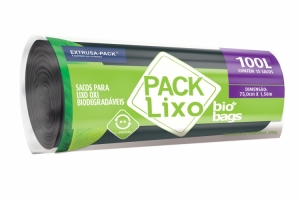 PACK LIXO BIOBAGS 100 LITROS PRETO 75X105 FD 10X15 UN