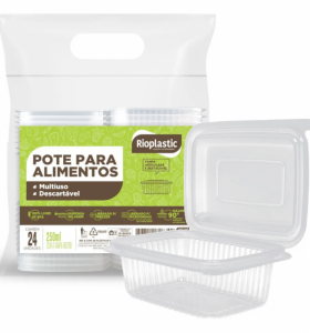 RIOPLASTIC - POTE RETANGULAR 250ML TAMPA ARTICULADA - CX.12X24UN