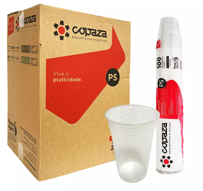 COPAZA - COPO PLASTICO C-300ML (PS) ABNT 2012 TRANSPARENTE - CX.20X100UN