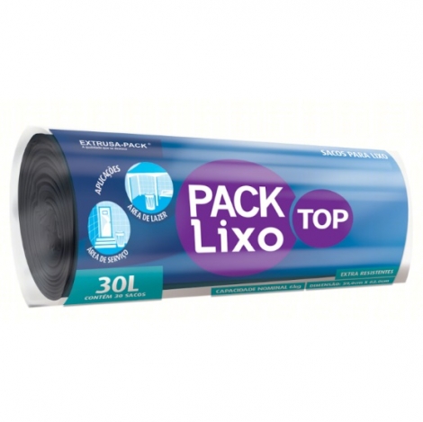 PACK LIXO TOP 030 LITROS PRETO 59X62 FD 10X30 UN