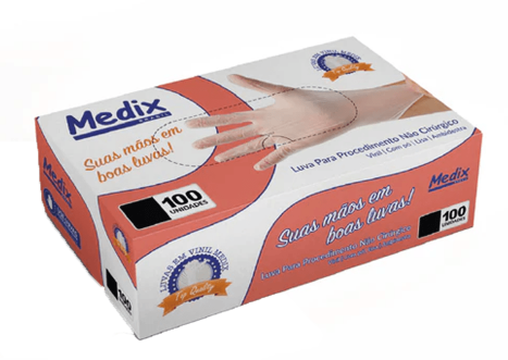 MEDIX - LUVA VINIL COM PO (G) - CX.100UN (6376)