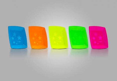 PLASTILANIA - PRATO GRANDE SQUARE NEON LARANJA - CX.30X10UN